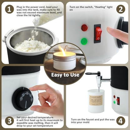 TCFUNDY Wax Melter for Candle Making 10L Black, Electric Non-Stick Candle Wax Melter Pot 10L, DIY Candle Making Kit for Adults, Soy Wax and Beeswax Candle Maker - color: Black