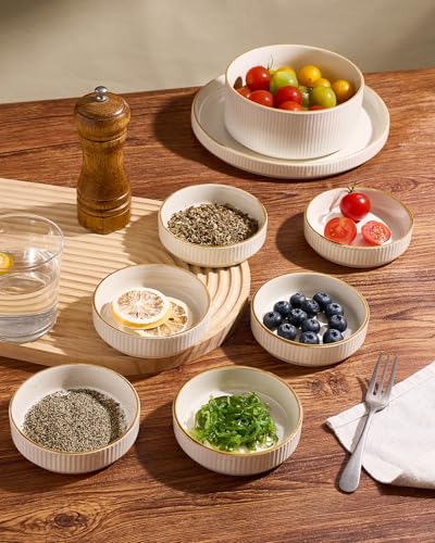 famiware Ceramic Soy Sauce Dish, 4oz Dipping Bowls Set of 8, White | Individual Dip Sauce Cups/Dishes/Plates, Small Serving Bowls for Side Dishes, Condiments, Sushi, Appetizers, Reactive Glaze - color: White, size: 8pcs