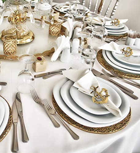 Gold Napkin Rings Set of 6 - Elegant Metal Gold Napkin Holder Ring Bands, Fancy Table Centerpiece Napkin Rings for Holiday Family Dinner, Birthday Party, Wedding Decorations - Anchor - style: Gold - Anchor