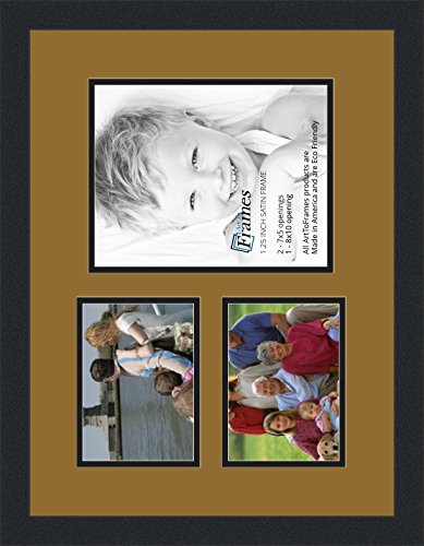 ArtToFrames Collage Photo Frame Double Mat with 1-8x10 and 2-5x7 Openings and Satin Black Frame - color: El Dorado, size: 1 - 8x10 and 2 - 5x7