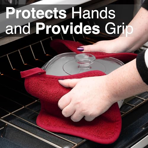 RITZ Terry Potholder & Hot Pad: Unparalleled Heat Resistant, Durable 100% Cotton – Ergonomically Designed for Optimal Grip – Easy-Care Machine Washable – 2-Pack, Paprika - color: Paprika Red, size: 2-Pack