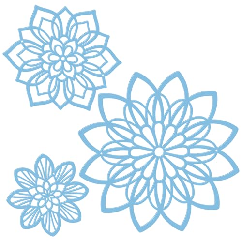 Zzbakress 3 Pcs Metal Flowers Wall Art Bathroom Wall Decor (Blue Elegant) | Farmhouse Flower Bathroom Decor Wall Decorations For Bathroom, Living Room, Office, Kitchen, Hallway And Outdoor - color: Blue Elegant