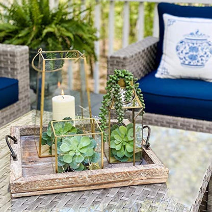 Serene Spaces Living Square Gold Lantern, Measures 5 inches Cube, Sold Individually - color: Cube