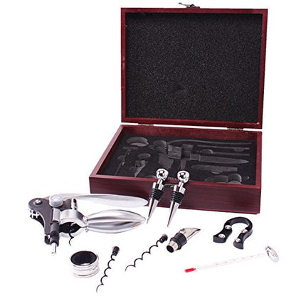 FixtureDisplays® 9-Piece Wine Gift Set, Unique Bottle Opener Corkscrew All-in-one Accessories Set, Perfect for Hostess, Housewarming, Wedding and Anniversary Gifts 16847-NPF