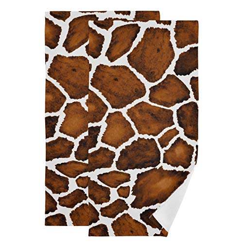 Animal Print Giraffe Hand Towels Set of 2 Luxury Print Decorative Bathroom Towels Super Soft Highly Absorbent Multipurpose Towels for Yoga Gym Spa Hotel Bathroom Kitchen 28x14 Inch - color: Giraffe Skin Print