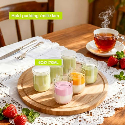Mini Pudding Jars 82Pack, 6oz/170ml Plastic Favor Jar with Lids, Candy jars,Yogurt Containers with Pressure Sensitive Seal, Mason Jar,Jam,Bath Salt Jars Wedding Favors Honey Pot - color: Plastic-82Pack-Clear