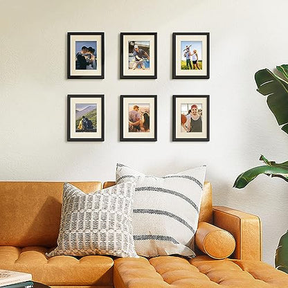 upsimples 8.5x11 Picture Frame Set of 10, Display Pictures 6x8 with Mat or 8.5x11 Without, Multi Photo Frames Collage for Wall or Tabletop Display, Black | Fit 6x8 Photos and 8.5x11 Certificate, Wall or Tabletop Display, For Gallery Hallway Living Room, F