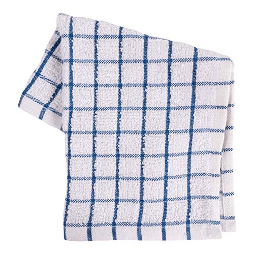 KAF Home Pantry 100% Cotton Checkered Grid Dish Cloths | Set of 6, 12 x 12 Inches | Absorbent and Machine Washable | Perfect for Cleaning Counters, and Any Household Spills - Blue - color: Blue