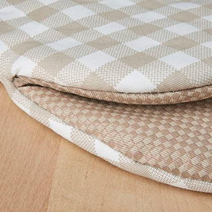 KitchenAid Gingham Mini Oven Mitt 2-Pack Set, Milkshake Tan, 5.5"x8" - color: Milkshake Tan