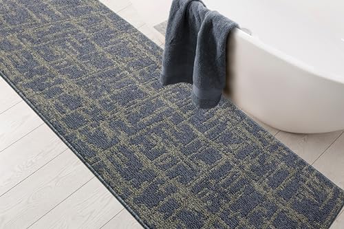Hallway Runner Rug Non Slip Rubber Backing, 26 inch x 6 ft, Abstract Blue, Heavy Duty Berber Style Carpet Runner for Entryway, Kitchen, Bathroom, Bedroom, Laundry Room. - color: Abstract Blue, size: 6 Foot Long Runner Rug