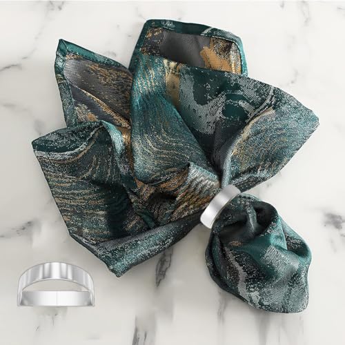 8 Pcs Silver Napkin Rings-Stainless Steel Napkin Rings(Semicircle) | Metal Napkin Ring for Table Settings Wedding Christmas Party Dinner Table - size: 8 Silver