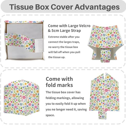 Floral Tissue Box Cover, Tissue Box Holder for Home, Bathroom, 5x5IN - color: Flower 373
