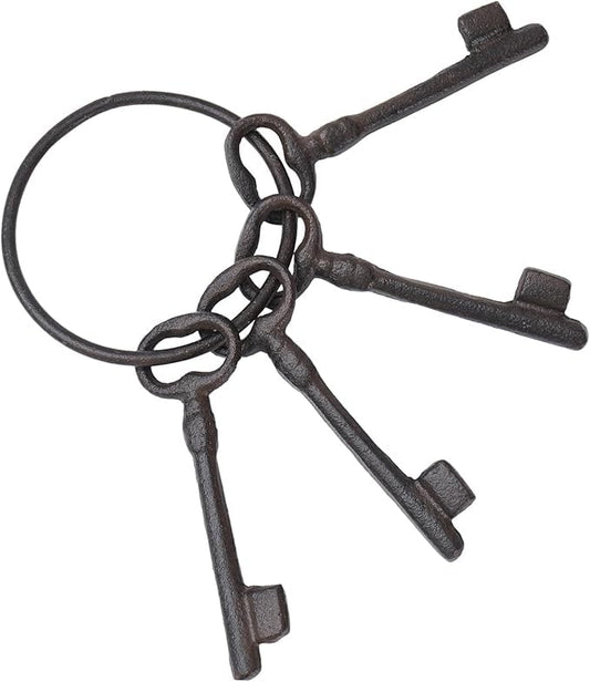 Notakia Large Vintage Cast Iron Skeleton Key Ring Antique Keys Set For Farmhouse Decor, Halloween Party Costume Prop - style: Style-3