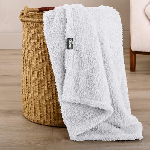 Bare Home Faux Shearling Blanket - Full/Queen Size - Blanket for Bed, Sofa, Couch, Camping, Travel, and Gifts - Warm & Lightweight - Fluffy & Soft (Full/Queen, Solid White) - color: 01 - Solid White, size: Full/Queen