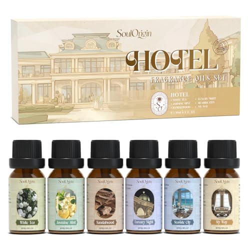 Soulorigin Hotel Fragrance Oils Set, Essential Oil Gift Set for Diffuser, Hotel Scent Diffuser Oil, Diffuser Scents Oil for Home, White Tea, Jasmine Mint, Sandalwood, Luxury Night, Seaside, Myway - color: Hotel