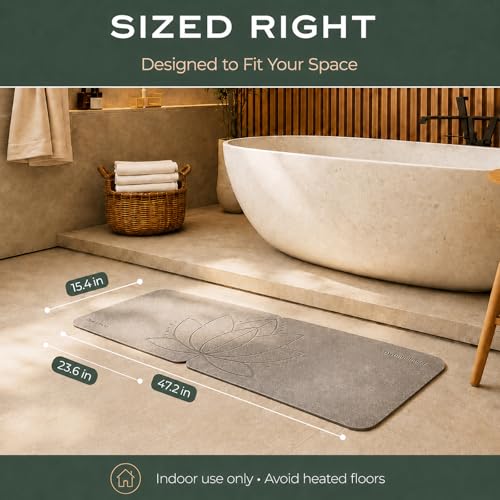 Stone Bath Mat - Diatomite, Quick Dry - Lotus Fusion 2-Pack | Non-Slip, Large Coverage When Combined, Bath Stone, Stone Bath Mats, 23.6"x15.4" (x2) - color: Lotus Fusion 2-pack