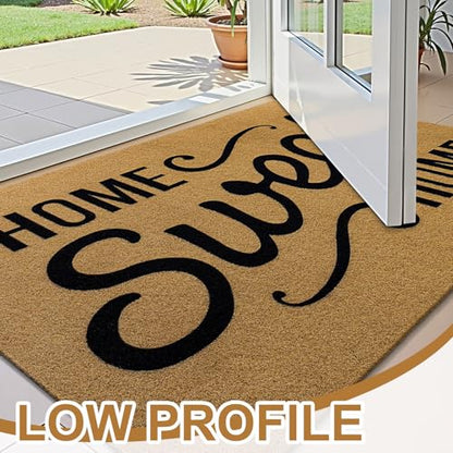 OLANLY Black and White Striped Rug 27.5"x43" and Home Sweet Home Door Mat 30"x17" Bundle, Washable Cotton Layered Front Porch Decor Set for Entryway, Kitchen, Patio Indoor Outdoor