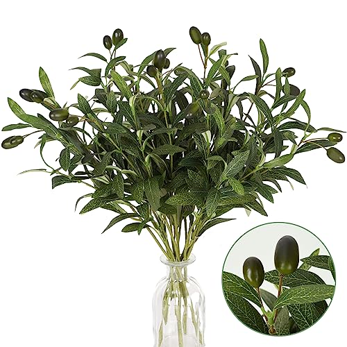 5Pcs Olive Branches for Vases, Faux Olive Tree Branches with Lifelike Olives, Artificial Greenery Stems for Vases Centerpieces Floral Arrangements Decor, 18 Inch - color: 18“-5pcs