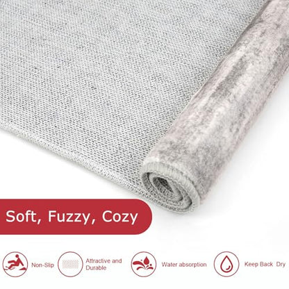 KOZYFLY Modern Abstract Hallway Runner, 2x10 Washable Rug Non-Slip Soft Striped Kitchen Runner Rug, Grey/Light Beige/Brown Print Carpet Runner for Entryway Bathroom - color: Grey/Light Beige/Brown, size: 2' x 10' (Runner)