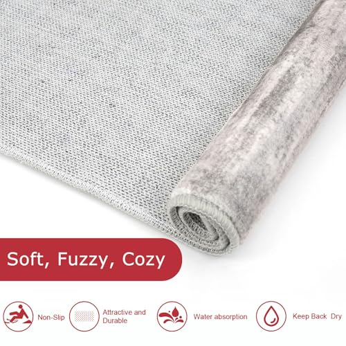 KOZYFLY Modern Abstract Hallway Runner, 2x12 Washable Rug Runner Non-Slip Soft Striped Kitchen Runner Rug, Grey/Light Beige/Brown Print Carpet for Entryway Bathroom - color: Grey/Light Beige/Brown, size: 2' x 12' (Runner)