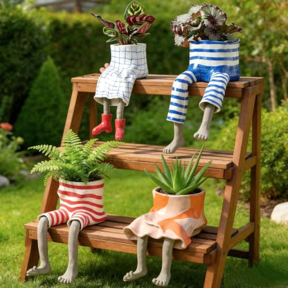 DOLSAO Leggy Pot Funny Planter Set，4 Pack Resin Hanging Leg Flower Pots, Sculpture Fun Unique Carved Cute Skirt Shape Suitable for Modern Indoor Outdoor Plant Lovers Succulents, Bonsai, Desktop Decor
