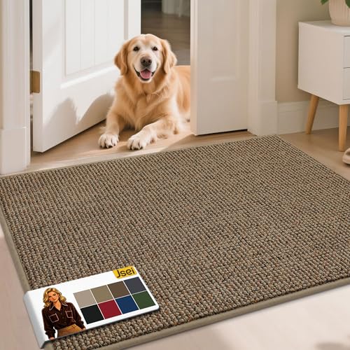 JSEI Door Mat for Entrance, TPR Non-Slip Backing, 32"x48", Taupe | Washable Low Profile Doormat for Front Door & Back Door, Absorbent Dirt-Trapping Entryway Rugs for Wet Shoes & Dirty Paws - color: Taupe, size: 32'' X 48''