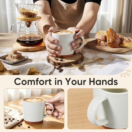 E-far Ceramic Coffee Mug Set of 4, 12oz Stoneware Coffee Cup with Handle, Porcelain Tea Cups, Modern Farmhouse Latte Mug Gift Set for Women & Men, Microwave Safe, Speckled White - color: Speckled White