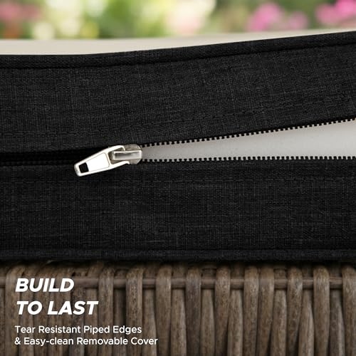 Outdoor Chair Cushions Set of 1, 18 x 16.5 Inch, Black | Water-Resistant, Fade-Resistant, Patio Furniture Dining Chair Seat Replacement with Mid Back, Ties Zipper, Removable Cover - color: Black, size: 18" x 16.5" 1 Pack