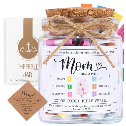 Solmay Bible Verse Jar for Mom, Read This When Scripture Cards | Sentimental Christian birthday gift from son or daughter, filled with affirmations & comforting verses for every moment - color: Bible Verses Jar For Mom