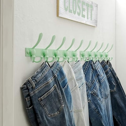 Coat Rack Wall Mount, Heavy Duty 12-Gauge Base vs Flimsy 1mm, Double-Thick Solid Anti-Snap Hooks, 16” Stud-Mount, Stainless Steel Hanger for Clothes Hat Entryway Closet, Green, Pack of 2 - color: Green, size: L=17" (2pcs)
