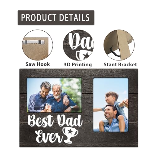Gifts for Dad Christmas, Dad Gifts from Daughter Son 3D Photo Frame Hold 4x6 Inches Two Photos, Gift for Daddy Who Wants Nothing on Father's Day Birthday - color: dad