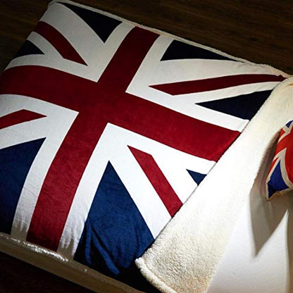 Flannel Sherpa Throw 60'' x 50'' Union Jack Fleece Blanket Soft Comfy Flannel Blanket Throws for Bed/Couch/Sofa/Office/Camping - color: B-union Jack, size: 50''x60''