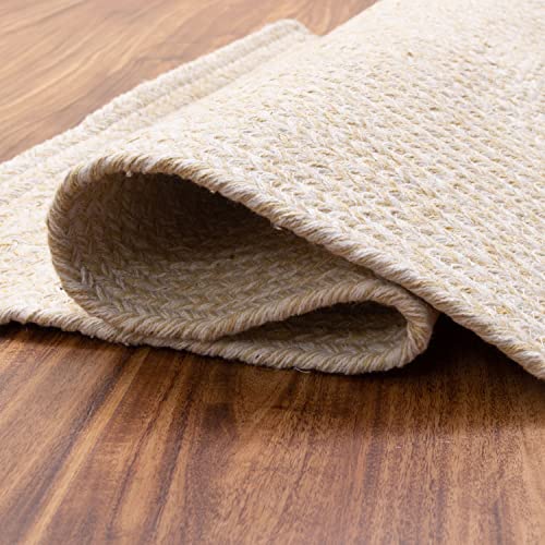Super Area Rugs Farmhouse Braided Rug Cotton Kitchen Reversible Carpet, Yellow & White, 2' X 3' Rectangle - color: Yellow & White, size: 2' x 3' (Rectangular)