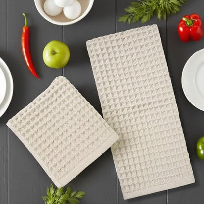 Jacquotha Waffle Hand Towels 2-Piece (Mist White) – Cotton, Quick Dry, Lint Free, 13” x 29” - color: Mist White