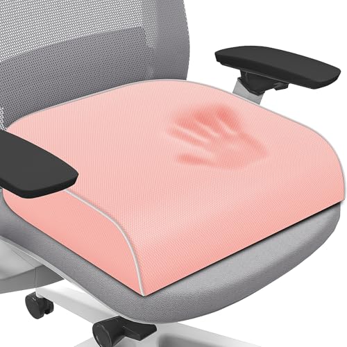 SweetSlubr Seat Cushion, Chair Pad, Memory Foam Tailbone Pain Relief | Office Chair Cushion for Tailbone Pain Relief, Non-Slip Cover, Soft Support for Office Chair, Car Seat, Airplane,Large/Pink - color: Pink, size: Large