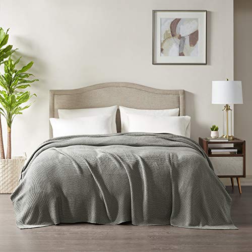 INK+IVY Bree Knit Throw Blanket for Bed, Sofa, and Couch, Lightweight, Breathable, Soft & Cozy Summer Blanket, Full/Queen (90 in x 90 in), Charcoal - color: Charcoal, size: Full/Queen (90 in x 90 in)