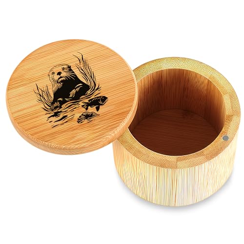 Small Trinket Box, Jewelry Box, Salt Cellar, Ring Holder, Home Room Kitchen Decorations, Ring Earrings Necklace Organizer Holder Vintage Wooden Box! (Otter) - color: Otter