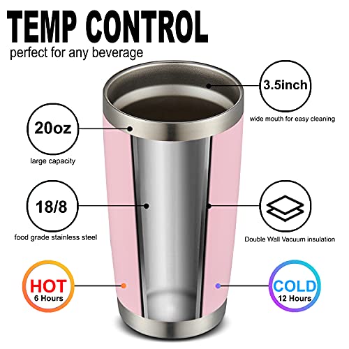 COMOOO 20oz Tumbler Bulk Double Wall Vacuum Insulated Travel Mug, Stainless Steel Tumbler with Lid and Straw Durable Powder Coated Insulated Coffee Cup for Cold & Hot Drinks (pink, 4 pack - color: Pink