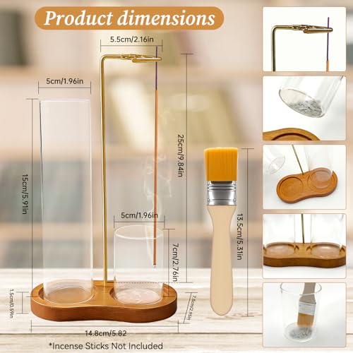 Wood Incense Holder with Glass Ash Catcher for Stick Incense | Wood And Glass, Vertical Design, Clean Ash Collection, Fits Incense Sticks, Home Yoga Meditation