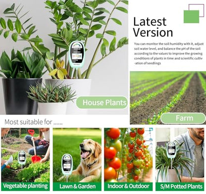 HSLGOVE Soil Test Kit, 2-in-1 Soil Moisture Meter/Soil PH Meter, Dual Screen Soil Tester, Soil Moisture Meter for Plants Watering/Gardening for Lawn,Farm Indoor&Outdoor Use-Pale Green