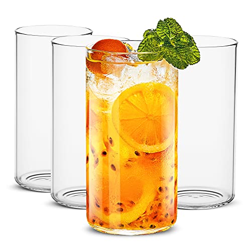 LUXU Drinking Glasses 19 oz, 4 pcThin Highball Glass,Clear Tall Beer Glass | Lead-Free Glassware,Clear Everyday Drinkware,Water Glasses,Mojito Glass Cups,Bar Glassware,and Mixed Drink Cocktail Glass Set - style: 19 OZ highball glass