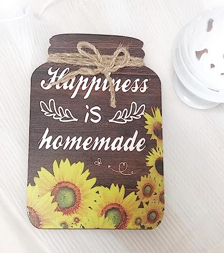 4 Pieces Kitchen Wall Decor Mason Jar Set, Wooden Kitchen Dining Room | Signs Country Wall Art Farmhouse Tiered Tray Decor 7.1*4.7Inch (Sunflower)