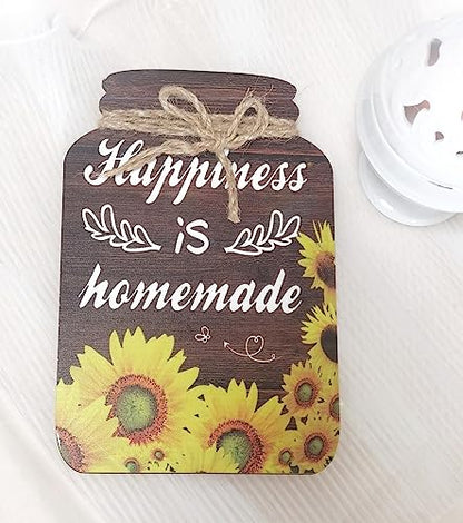 4 Pieces Kitchen Wall Decor Mason Jar Set, Wooden Kitchen Dining Room | Signs Country Wall Art Farmhouse Tiered Tray Decor 7.1*4.7Inch (Sunflower)