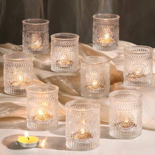 Lanttu 12 Pcs Clear Votive Candle Holder 2.1"x2.56" Tealight Candle Holder | for Wedding Table Centerpiece Dinner Birthday Bridal Shower, Christmas, Thanksgiving Party Decor - color: Clear