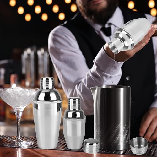 10 Pcs Bar Cocktail Shaker Professional Stainless Steel Cocktail Mixer Built-in Strainer for Home Bar Party Drink Mixing Tool (8 oz/ 18.6 oz) - size: 8 oz/ 18.6 oz