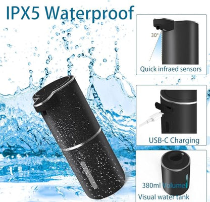 Automatic Liquid Soap Dispenser,Touchless Hand Soap Dispenser USB Rechargeabled Dispenser Electric,Wall Mounted 4 Levels Adjustable Dispenser Pump for Bathroom Kitchen Dish Soap Black - color: Black, style: Gel