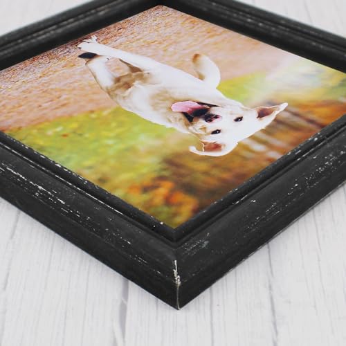 8x8 Picture Frame Made of Solid Wood High Definition Glass Rustic Antique Designs Small Photo Frame for Tabletop Display and Wall Mounting, Distress Black - color: Distress Black B, size: 8" X 8"