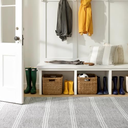 Dash & Albert Malta Grey Striped Washable Rug, 3'x5' - color: Grey, size: 3' x 5' (Rectangular)