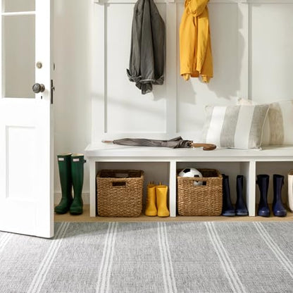 Dash & Albert Malta Grey Striped Washable Rug, 3'x5' - color: Grey, size: 3' x 5' (Rectangular)