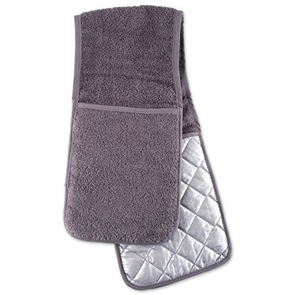 DII Basic Terry Collection 100% Cotton Quilted, Double Mitt, Gray - color: Gray, size: Double Mitt